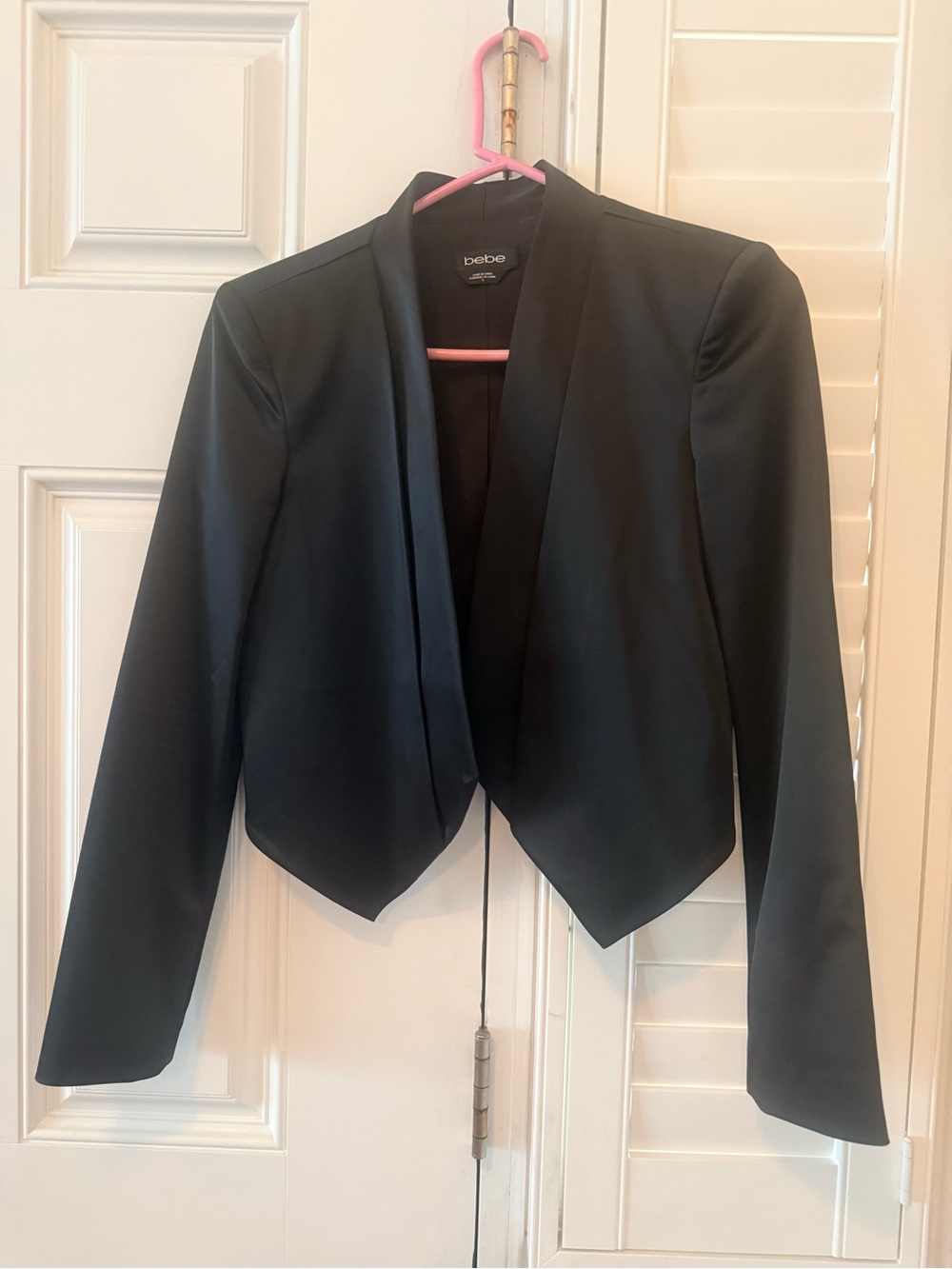 Y2K bebe Black Cropped Open Drape Blazer